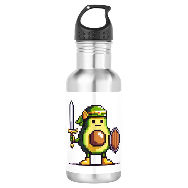 Garrafa Pixel Avocado Warrior - Caractere do Jogo Retroati (Frente)