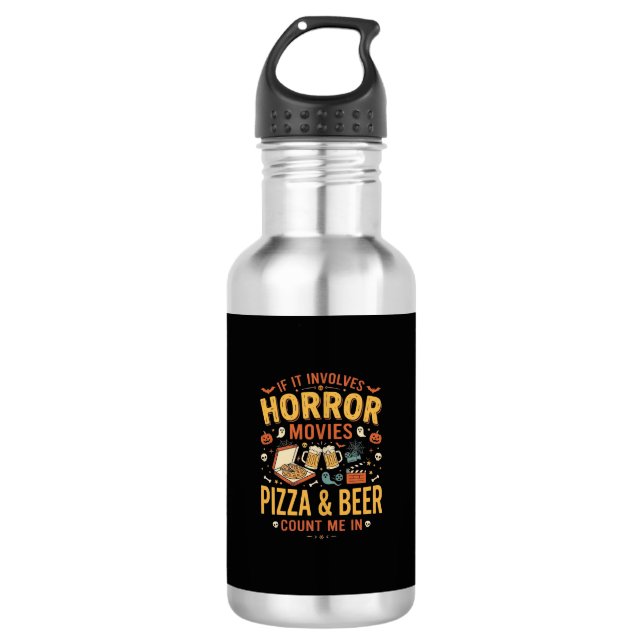 Garrafa Pizza Cerveja Filmes de Terror Design de Halloween (Frente)