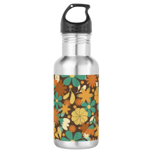 Garrafa Poder Floral Vintage Retro em Marrom