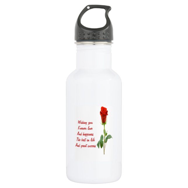 Garrafa poema rosa de dia de os namorados de  (Frente)