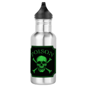 Garrafa Poison Skull e Crossbones Halloween Design Impress