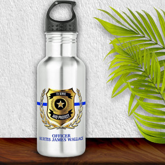 Garrafa Policial Thin Blue Line Shield Personalizado
