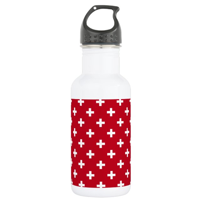 Garrafa Polka branca cruza em vermelho (Frente)