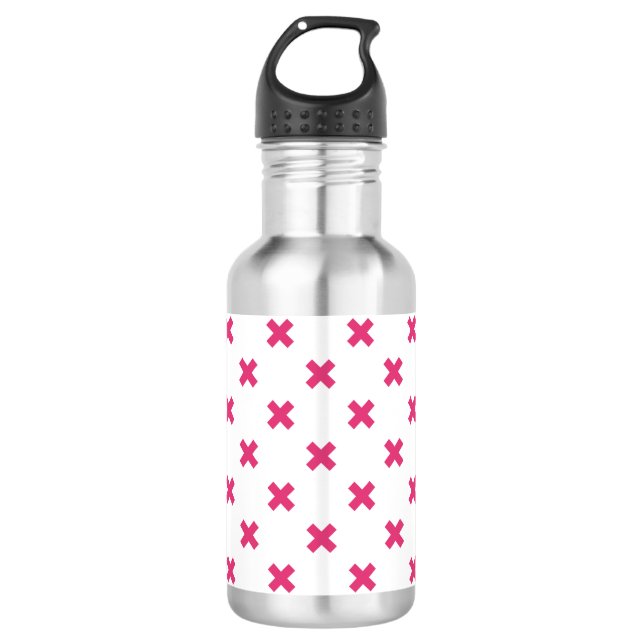 Garrafa Pontos cruzados de Fuchsia em branco (Frente)