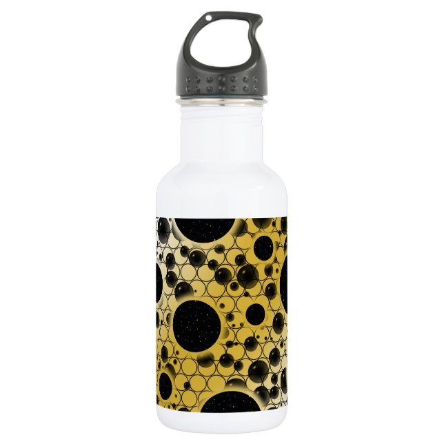 Garrafa Pontos de bolha de espaço - Branco/Dourado (Frente)
