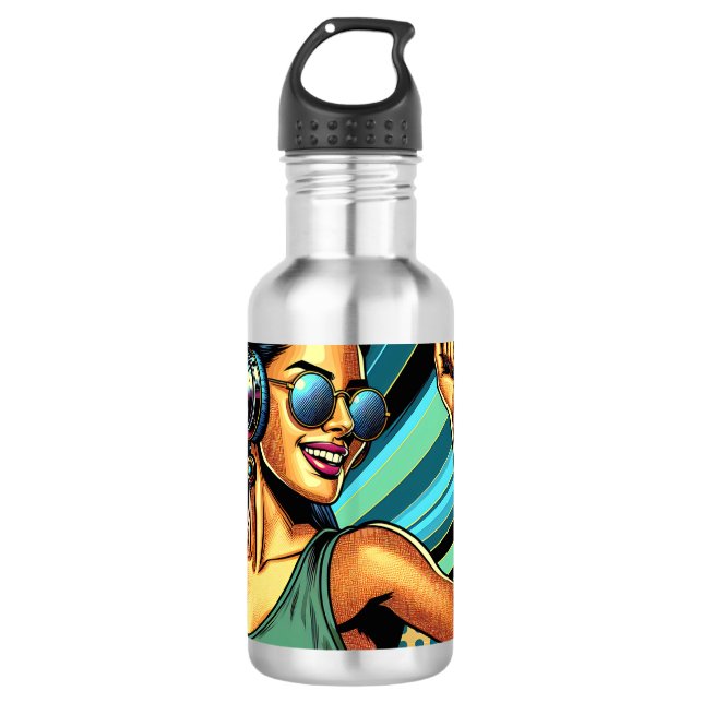 Garrafa Pop de Arte em Fones de ouvido Dançando (Frente)