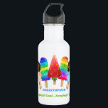 Garrafa Popsicle Colorful Kids Personalizados<br><div class="desc">Crianças, garrafas de água personalizadas - acessório legal para voltar à escola, bolsas esportivas, etc. O design tem picolés coloridos de água e gelados de chocolate mergulhados em paus em uma paleta vibrante de cor do arco-íris. O modelo está pronto para que você adicione seu texto personalizado, como seu nome...</div>