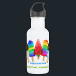 Garrafa Popsicle Colorful Kids Personalizados<br><div class="desc">Crianças, garrafas de água personalizadas - acessório legal para voltar à escola, bolsas esportivas, etc. O design tem picolés coloridos de água e gelados de chocolate mergulhados em paus em uma paleta vibrante de cor do arco-íris. O modelo está pronto para que você adicione seu texto personalizado, como seu nome...</div>