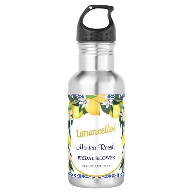 Garrafa Presente de Chuveiro de Noiva Limoncello Azulejos  (Frente)