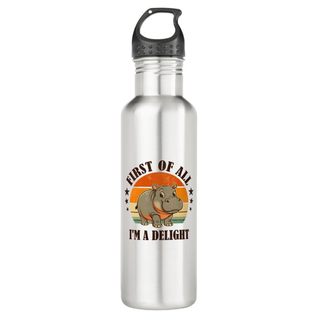 Garrafa Primeiro de tudo, sou um bebê delicioso Hippo Moo  (Frente)