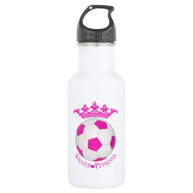 Garrafa Princesa do Futebol, bola de futebol rosa (Frente)