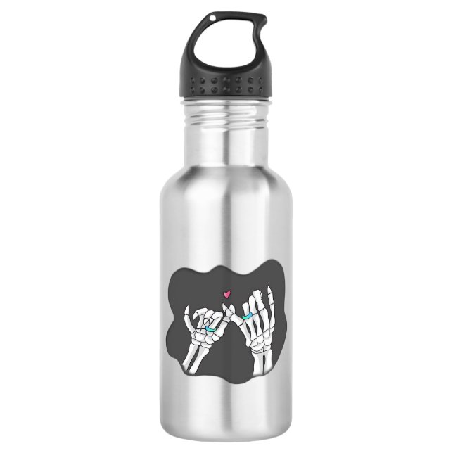Garrafa Promessa de Mãos Corações de Esqueleto (Frente)