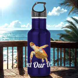 Garrafa Proteja nossa tartaruga do mar verde dos oceanos