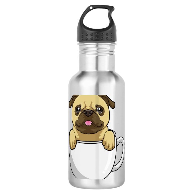 Garrafa Pug com Xícara de Café (Frente)