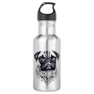 Garrafa Pug Pet Animal Nature Illustração Arte Tatuagem
