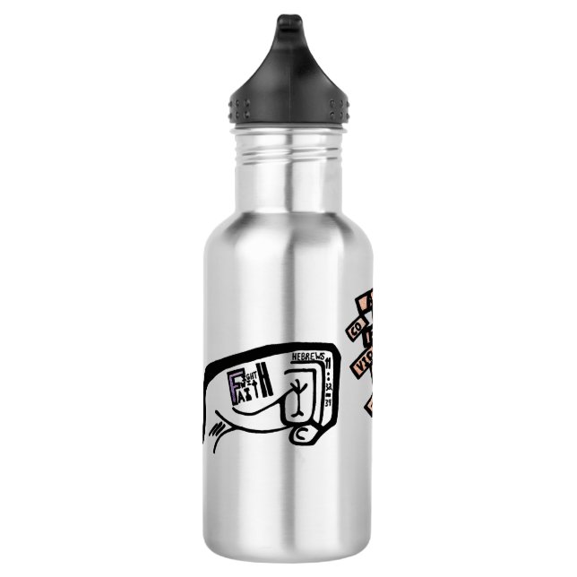 Garrafa Punho de Fé Branco, Desenho Gelado Negro (Direita)