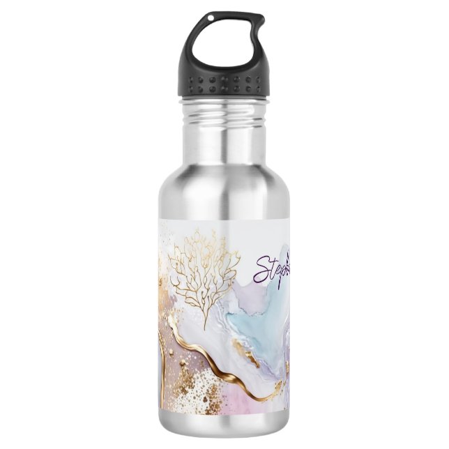 Garrafa Púrpura Azul, Dourada, com granulometria (Frente)