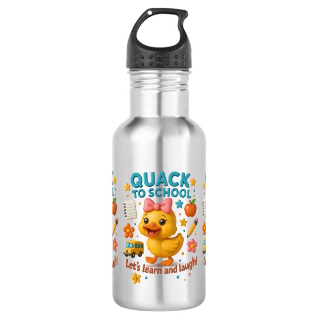 Garrafa Quack para a Escola – Pato Divertido de Volta às A (Frente)
