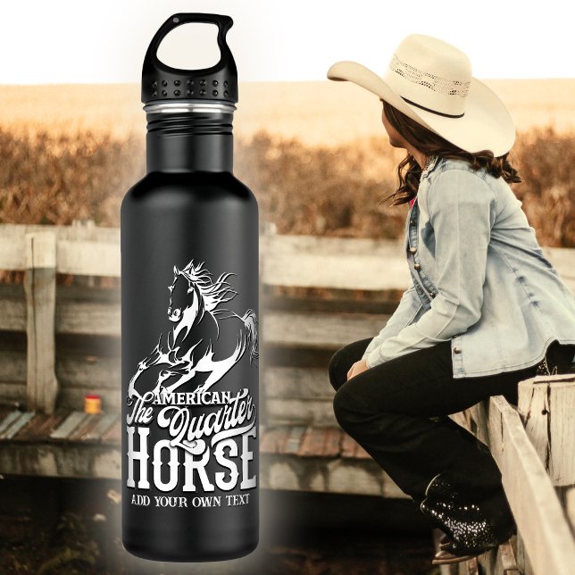 Garrafa Quarto americano Cowgirl wildwest oeste (American quarter horse Cowgirl wildwest western Stainless Steel Water Bottle)
