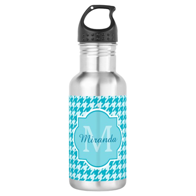 Garrafa Quic Monographic Turquoise Houndstooth Com Nome (Frente)