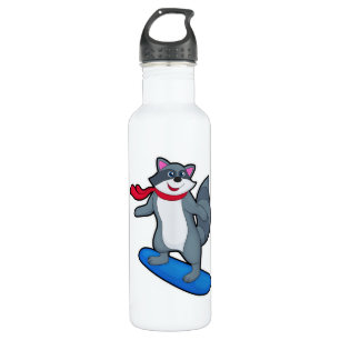 Garrafa Racoon como Snowboarder com Snowboard e Scarf