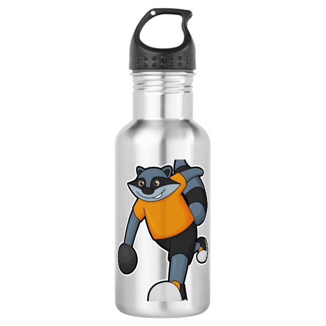 Garrafa Racoon na Boliche com Bola de boliche (Frente)