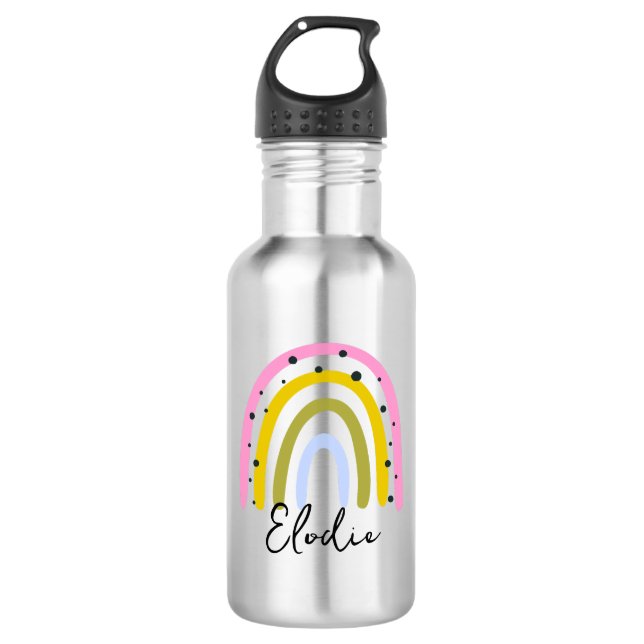 Garrafa Rainbow Personalized Name Water Bottle Custom Kids (Frente)
