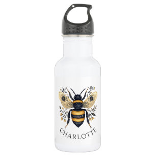Garrafa Rainha Abelha Floral Personalizada