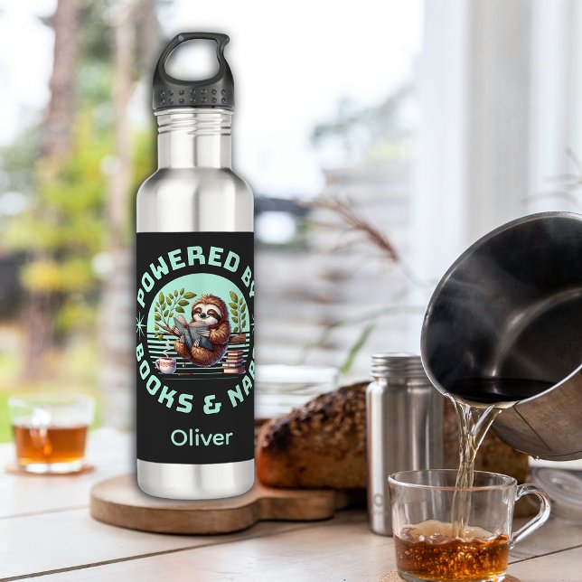 Garrafa Reader Sloth. Unique Gift for Book Lover (Criador carregado)