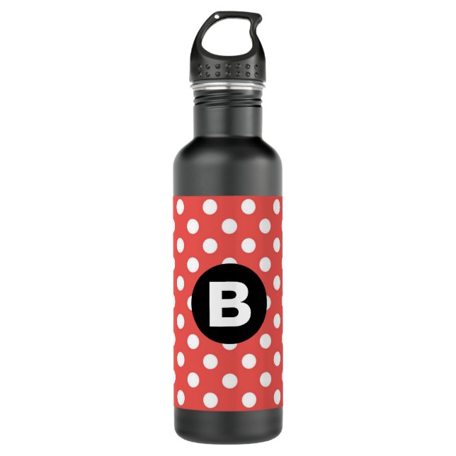 Garrafa Red Polka Dot Pattern Black Monogram (Frente)