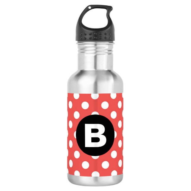 Garrafa Red Polka Dot Pattern Black Monogram (Frente)