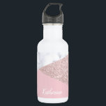 Garrafa Rosa de mármore branco do brilho cor-de-rosa<br><div class="desc">Brilho cor-de-rosa do ouro do falso geométrico à moda e elegante,  mármore branco e bloco cor-de-rosa da cor.</div>