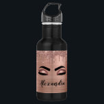 Garrafa Rosa Dourado Glitter Sparkle Eyelashes Monograma<br><div class="desc">Rose Gold Faux Foil Metálica Sparkle Glitter Brugado Metal Monograma Nome e Eyelashes Iniciais (Lashes), Extensões Eyelash e Olhos Blush Pink Mat. Isto faz o perfeito doce aniversário de 16 anos, casamento, duche de noiva, aniversário, duche de bebês ou presente de despedida de solteira para alguém que decorou o seu...</div>