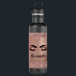 Garrafa Rosa Dourado Glitter Sparkle Eyelashes Monograma<br><div class="desc">Rose Gold Faux Foil Metálica Sparkle Glitter Brugado Metal Monograma Nome e Eyelashes Iniciais (Lashes), Extensões Eyelash e Olhos Blush Pink Mat. Isto faz o perfeito doce aniversário de 16 anos, casamento, duche de noiva, aniversário, duche de bebês ou presente de despedida de solteira para alguém que decorou o seu...</div>