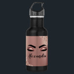 Garrafa Rosa Dourado Monograma Cor-de-rosa com Lobras bril<br><div class="desc">Rosa Dourado - Folha cor-de-rosa esfarelada Metálica esfregada com brilho esfregaço do monograma de metal e olhais iniciais (traços), extensões de elash e garrafa de água para olhos. Isto faz o doce e perfeito aniversário de 16 anos, casamento, chá de panela, aniversário, chá de fraldas ou presente de festa de...</div>