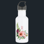 Garrafa Rosas russos e Fern com monograma<br><div class="desc">Bonito e feminina,  carregar esta garrafa de água ecológica em estilo com rosas de inspiração rústica e design floral verde personalizado com o seu monograma desejado. É um presente maravilhoso para amigos,  familiares,  colegas de trabalho e muito mais.</div>