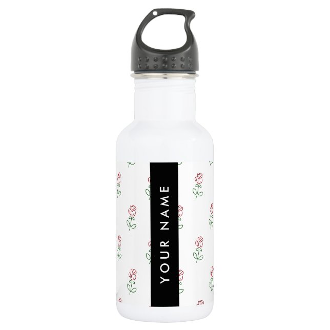 Garrafa Rosas Vermelhas, Padrão de Rosas, Seu Nome (Frente)