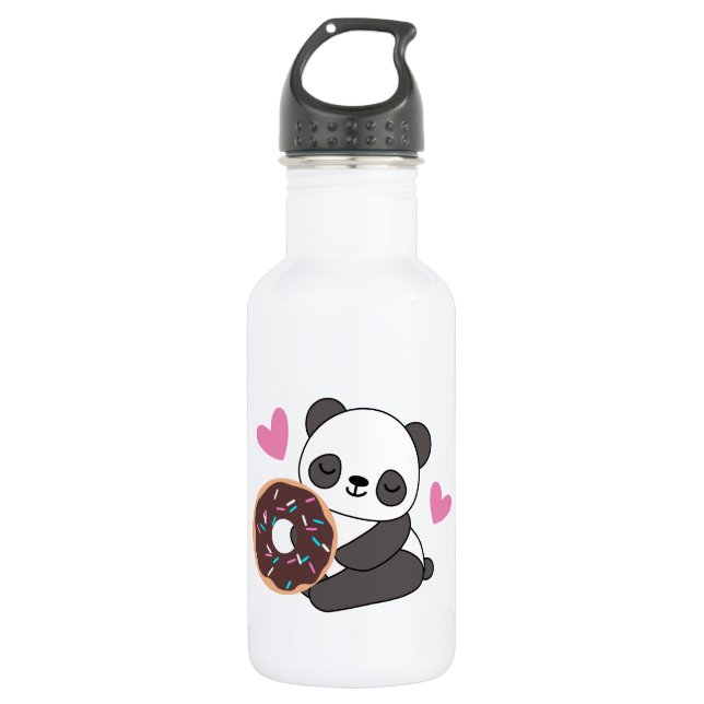 Garrafa Rosquinha de Coração Rosa, Urso Panda Bonito (Frente)