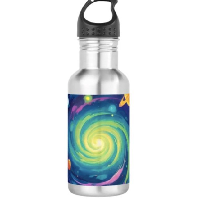 Garrafa Rotação Planetária   ( Space Water Bottle – 18 oz 18/8 stainless steel Height: 8.67" Weight: 8.7 oz. )