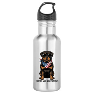 Garrafa Rottweiler Patriótico Cão Herói Design Vintage_1
