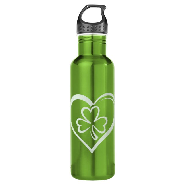 Garrafa Saint Patrick's Day Engraçado Shamrock Heart Irish (Frente)