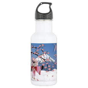 Garrafa Sakura Geisha Pássaro na Neve Flores de Cerejeira