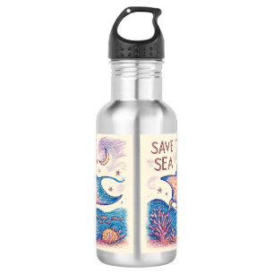 Garrafa Salve o Mar - Arte Oceânica a Lápis de Cor