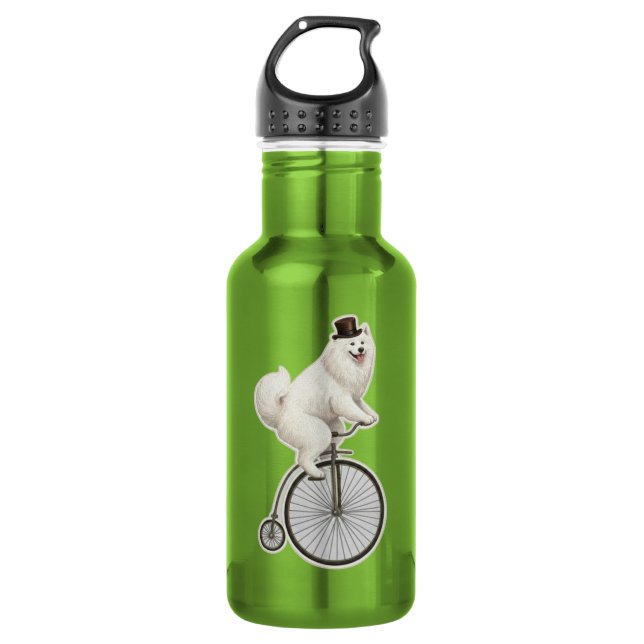 Garrafa Samoyed Antigo em uma Bicicleta Penny-Farthing  (Frente)