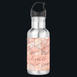 Garrafa script glittere do nome da mármore do cubo rosa go<br><div class="desc">Um cubo de ouro rosa moderno,  padrão de mármore. Personalize e adicione seu nome. O nome é escrito com um moderno estilo escrito à mão com traços. Para manter as hastes,  exclua apenas o nome da amostra,  deixe os espaços ou emoji na frente e depois do nome.</div>
