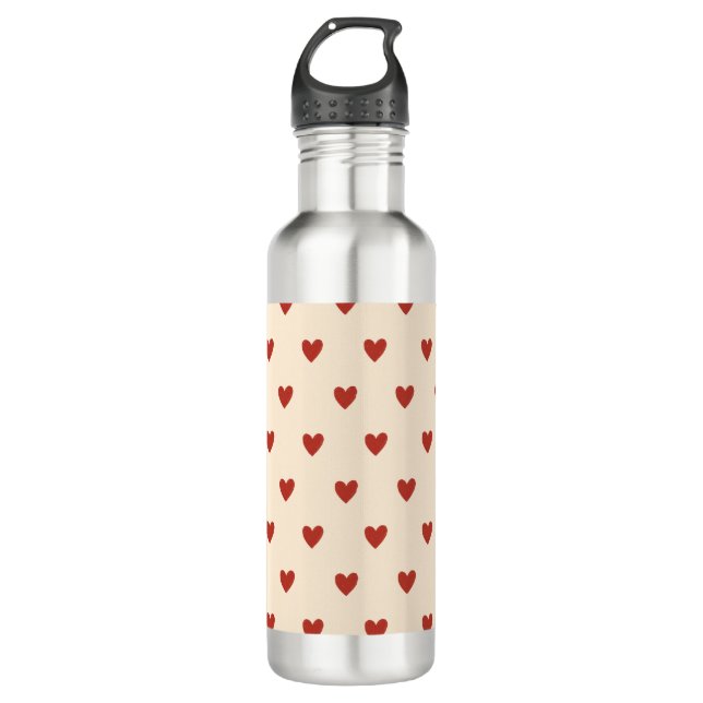 Garrafa Seamless Pink Hearts Pattern Water Bottle (Frente)