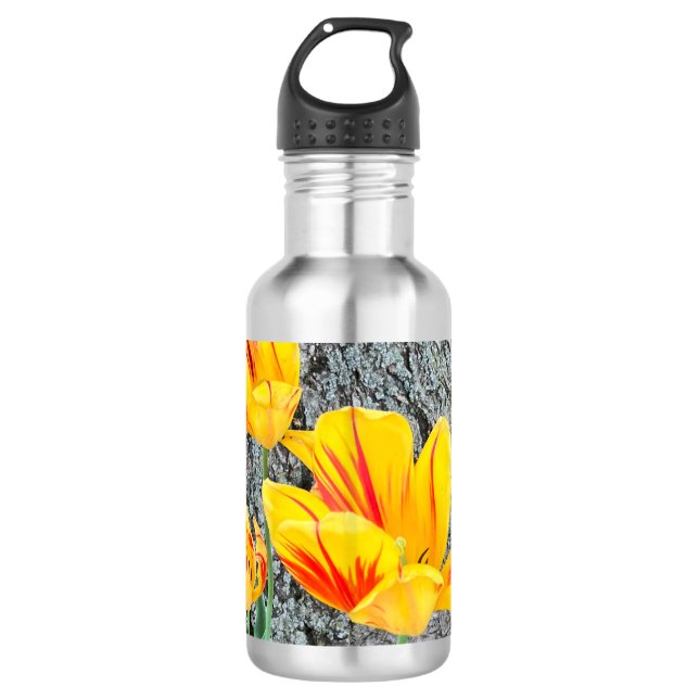 Garrafa Sequência de três tulipas amarelas / (Frente)