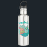 Garrafa Sereia Cuada Personalizada<br><div class="desc">Uma bela sereia picante decora esta garrafa de água de aço inoxidável. Personalize-o com o seu nome. Um presente de excelente para uma festa de aniversário de sereia. Projetado para você pelo Blackberry Boulevard.</div>