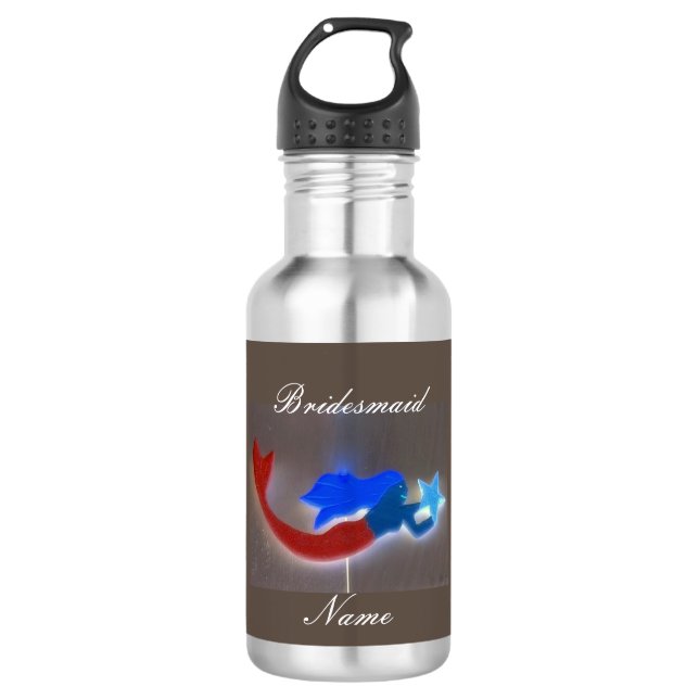 Garrafa Sereia de cauda vermelha personalizada para madrin (Frente)
