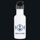 Garrafa Seu Nome De Barco Azul Anchor Branco<br><div class="desc">Nome Do Seu Barco Azul Cavalo-Marinho Anchor Garrafa Branca Água</div>